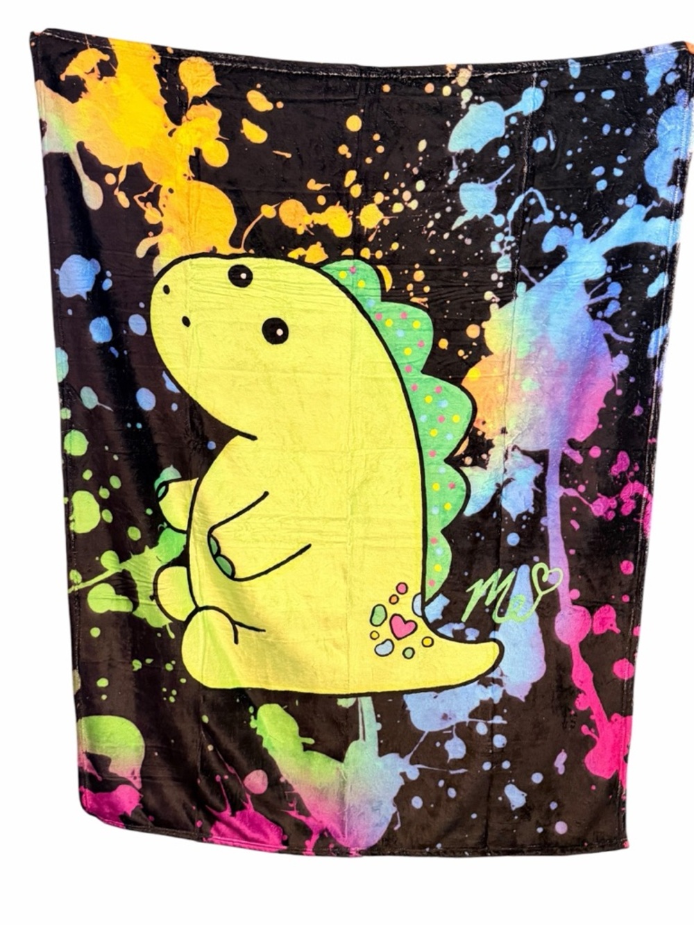 Neon Splash Dinosaur Plush Throw Blanket
